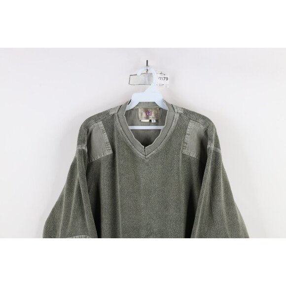 Vtg 90s The Territory Ahead Mens L Stonewash Elbow Patch Terry Cloth Sweatshirt - Picture 2 of 12